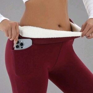 Women's Burgundy Fleece-Lined Pants